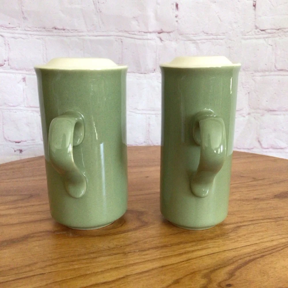 Vintage Green and Cream Handled Salt and Pepper Shaker Pair - Picture 4 of 6